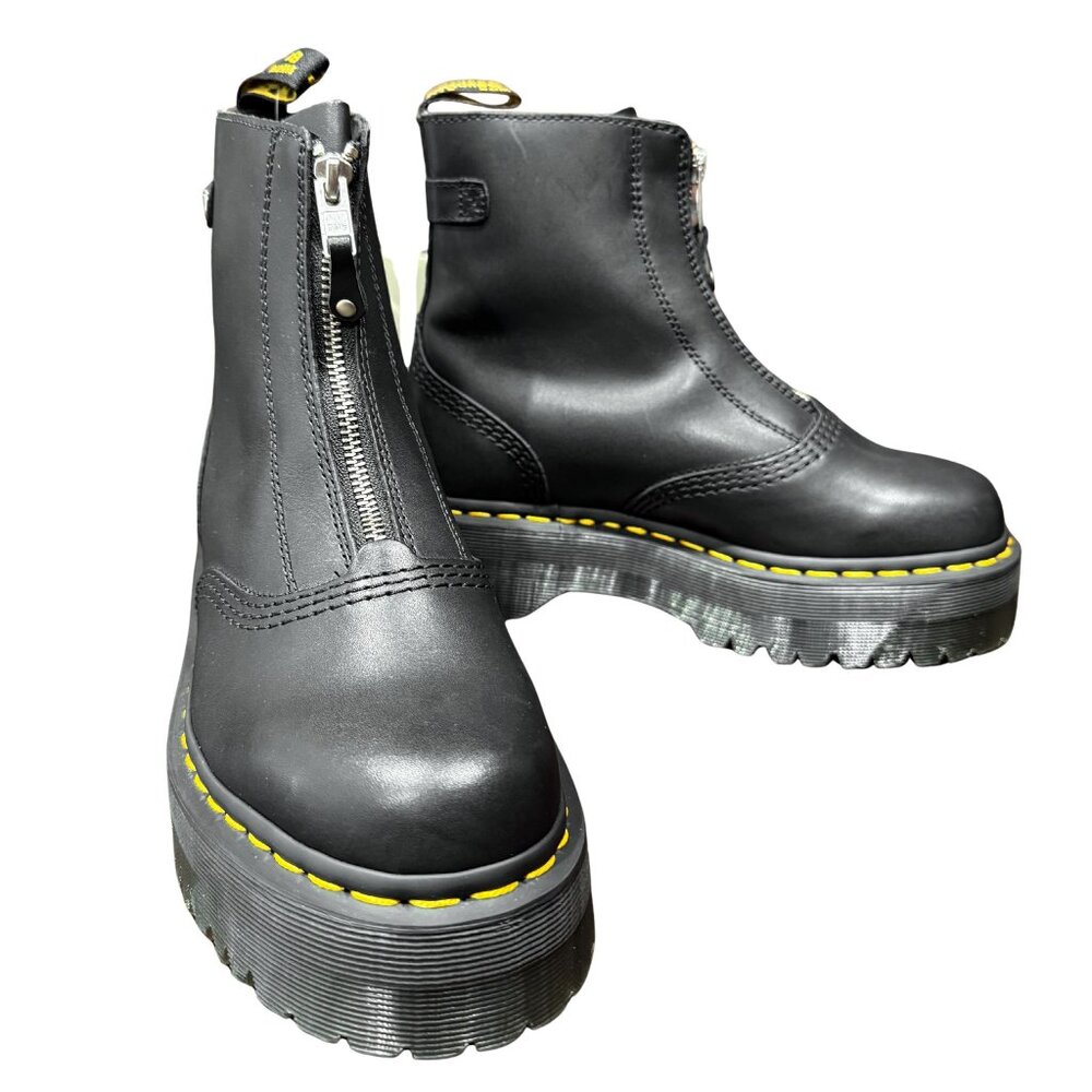 Dr Martens Jetta Boots Womens Leather Zipper Platform Chunky Sole Shoes